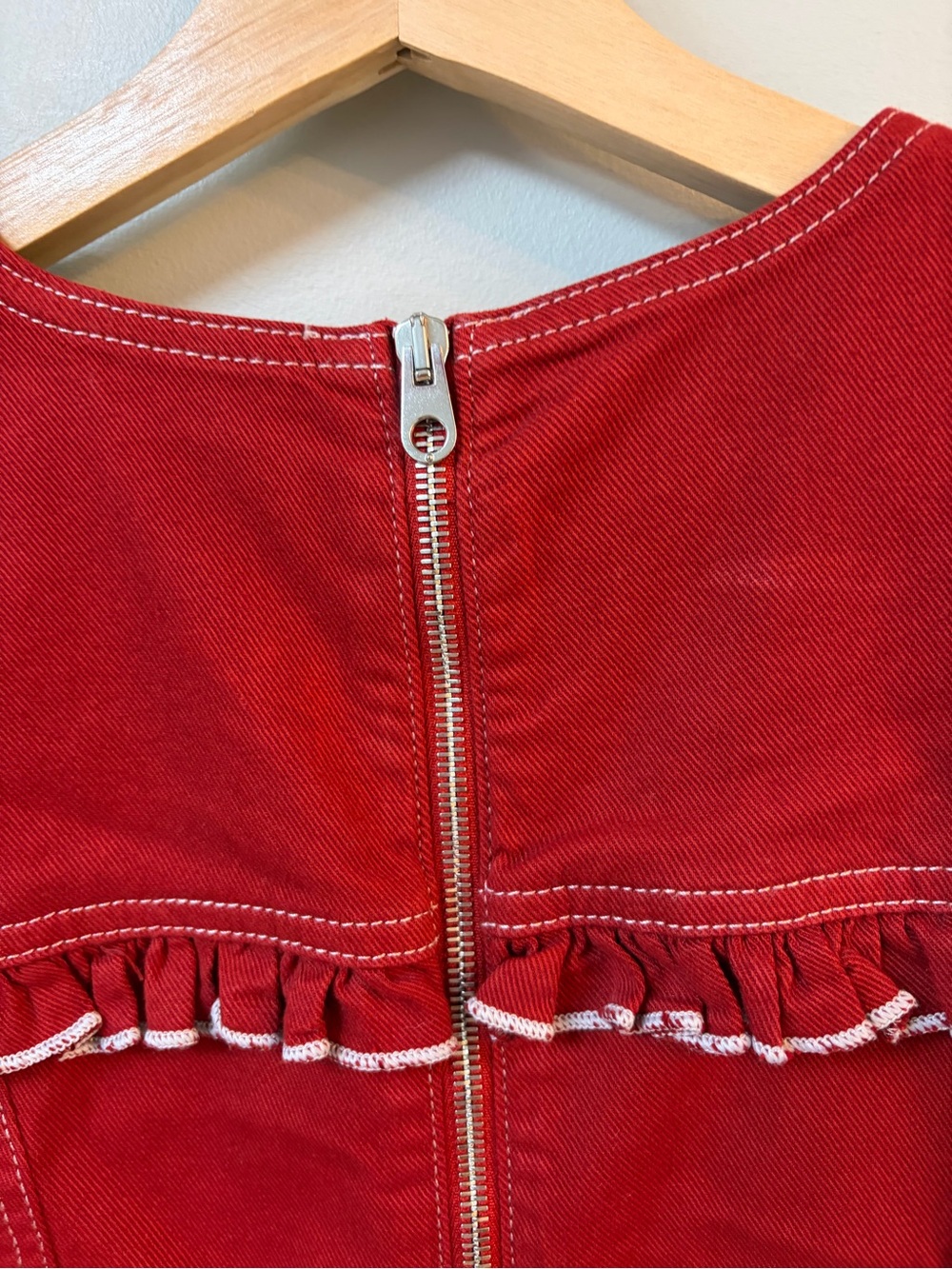 Red Ruffle-Trim Sleeveless Mini Dress - Picture 5 of 6